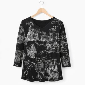 Allison Daley Venice Black Art To Wear Top Sz XL